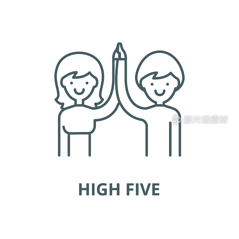 High five vector line icon, linear concept, outline sign, symbol